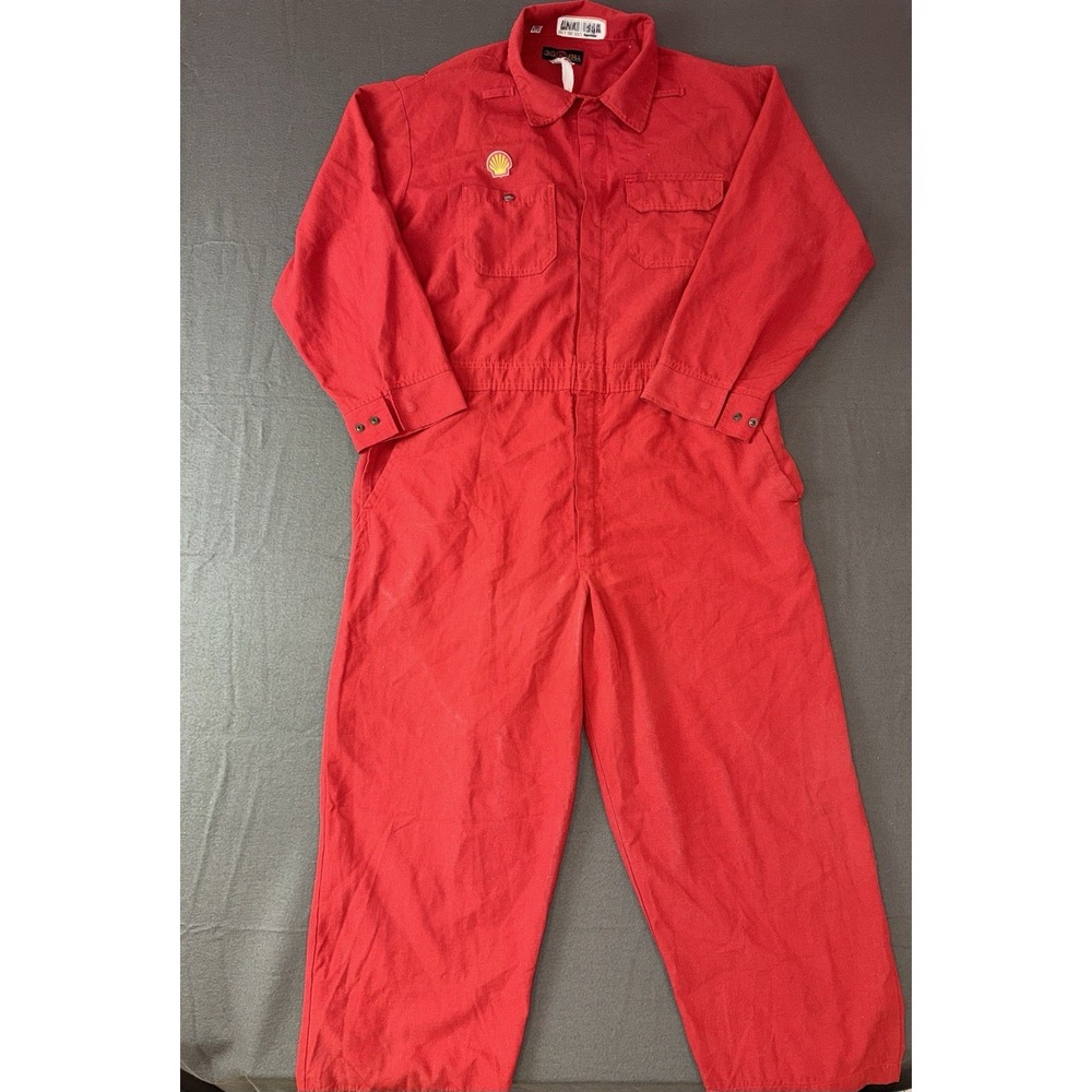 Vintage Big Bill Workwear Shell Service Station Coveralls Red FR Jumpsuit 44x24